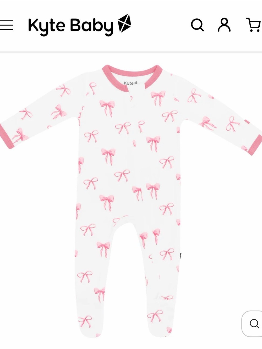 NB Kyte BABY Footed One-Piece Bow Print